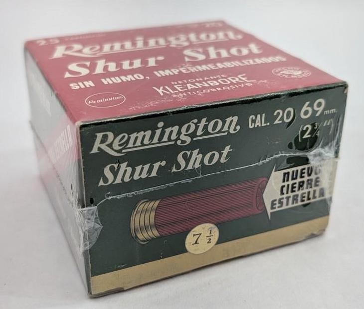 Vintage Box of Remington Sure Shot 20 Ga. Shotgun Shells - 8