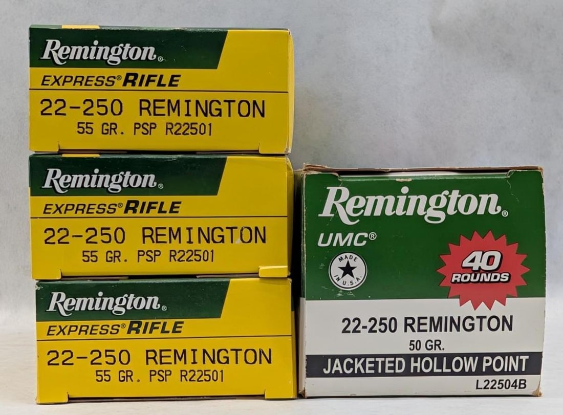 (100) Remington .22-250 Cartridges: (100) Remington .22-250 Cartridges