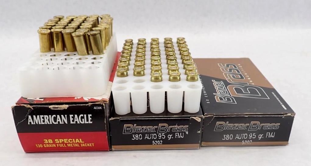 (93) Blazer .380 Auto & (32) American Eagle .38 Special Rounds: 95 grain and 130 grain