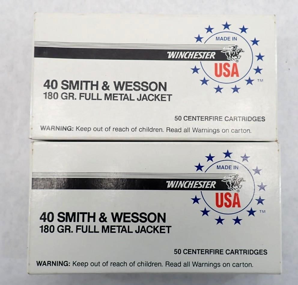 (2) Boxes of Winchster 20 Smith & Wesson Ammo: 180 gr.