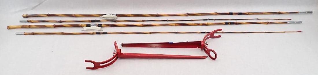 (2) Two Piece Bamboo Fishing Rods: incl. (2) rod holders