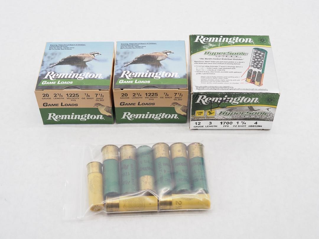 (2) Boxes of Remington 2.75" 7.5 Gameloads: also incl. (1) box of Remington 12 Ga. 3" Hypersonic steel 4 shot and (9) misc. shells