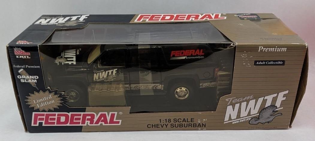 Ertl Diecast NWTF Chevy Suburban: with a box of 12 Ga. Grand Slam shotgun shells, NIB