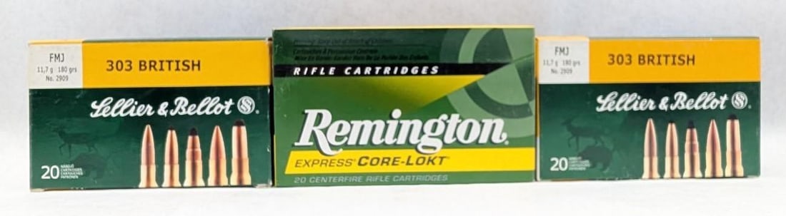 (3) Boxes of .303 British Cartridges: Remington and Sellier & Bellot