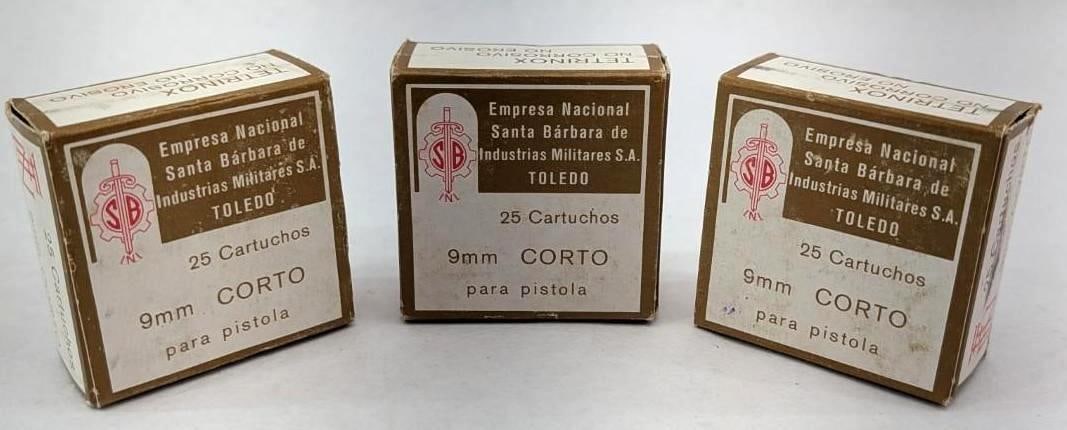 (3) Boxes of Spanish .380 Auto Cartridges: (3) Boxes of Spanish .380 Auto Cartridges