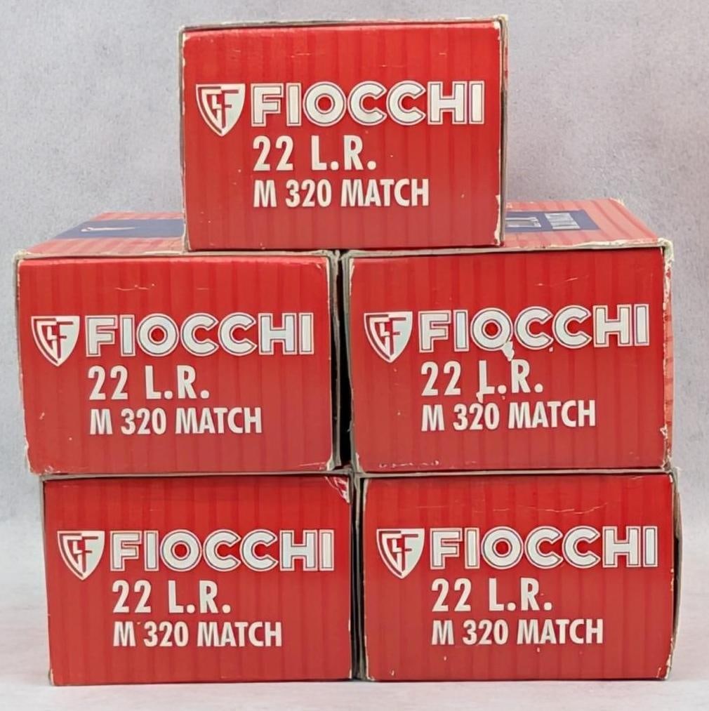 (5) Boxes of Fiocchi M320 Match .22 LR Cartridges: (5) Boxes of Fiocchi M320 Match .22 LR Cartridges