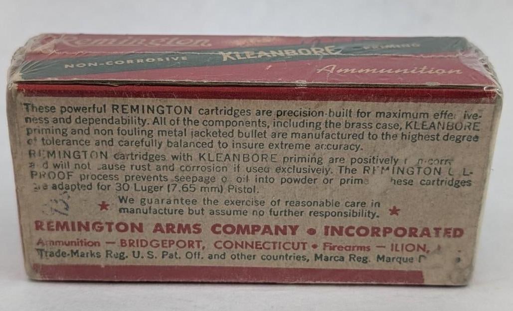 Vintage Box of Remington .30 Luger Cartridges - 9