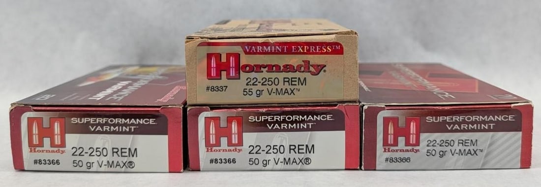 (74) Hornady .22-250 Cartridges: (74) Hornady .22-250 Cartridges