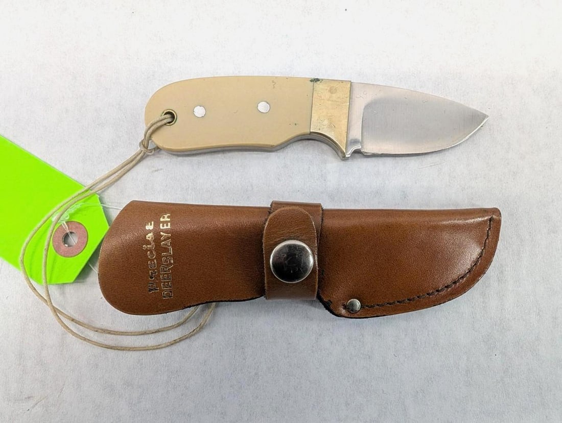 Precise Deerslayer Classic Fixed Blade Knife W/ Leather Sheath: overall length 5.5"
