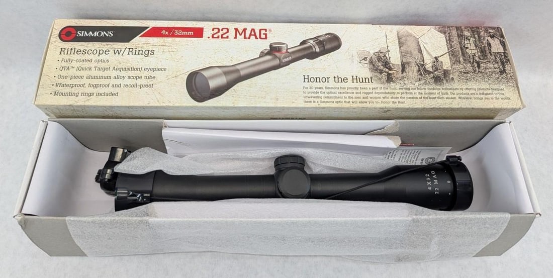 Simmons 511022 4X32 .22 Mag. Rifle Scope: appears NIB