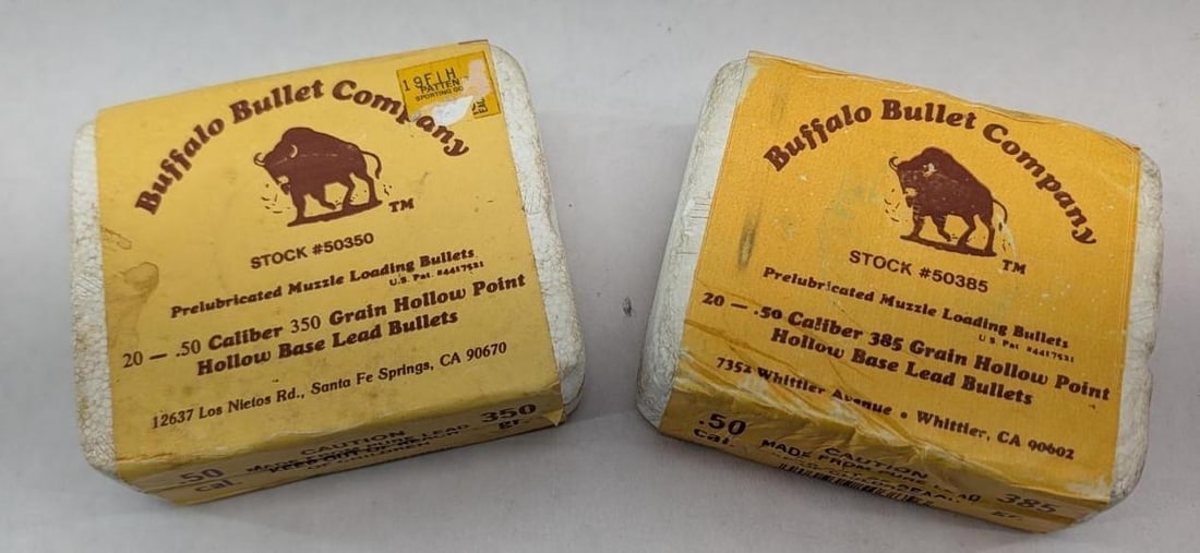 (32) Buffalo Bullet Co. .50 Cal. Hollow Point Lead Bullets: 385 grain