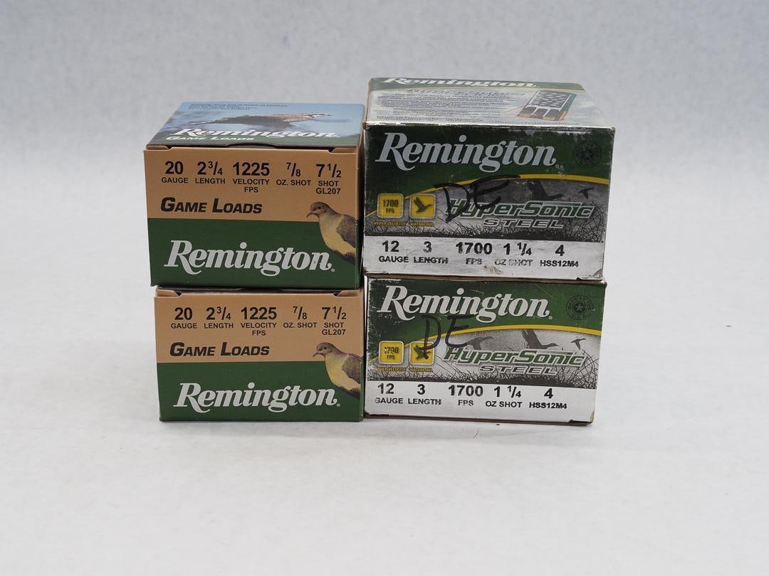 (2) Boxes of Remington 12 Ga. 3" Hypersonic 4: (1) box has 18 rounds, also incl. (2) boxes of Remington 20 Ga. 2.75" 7.5 gameloads