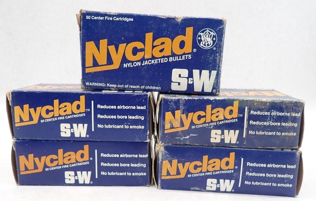 (5) Boxes of Smith & Wesson Nyclad .38 Special: 158 gr. round nose