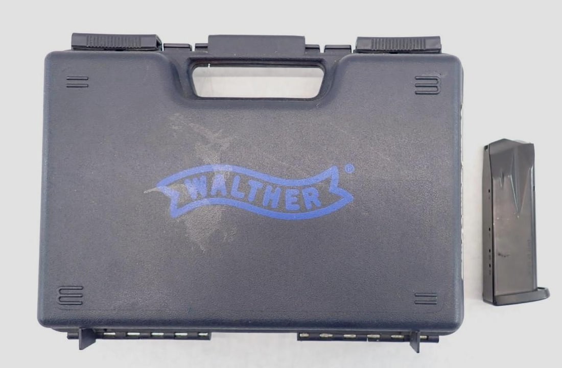 Walther Handgun Case w/ 45 Caliber Magazine: 12 round, *restrictions - Check your local state laws, before bidding