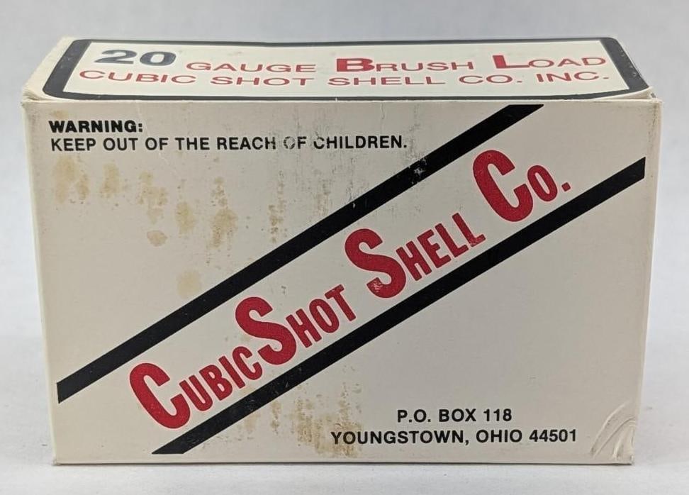 Box of (10) Cubic Shotshell Co. 20 Ga. Shotgun Shells: shot has square edges