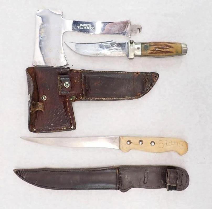 Case XX Interchangeable Knife & Hatchet Combo Set W/ Stag Handle: incl. 12.25" filet knife