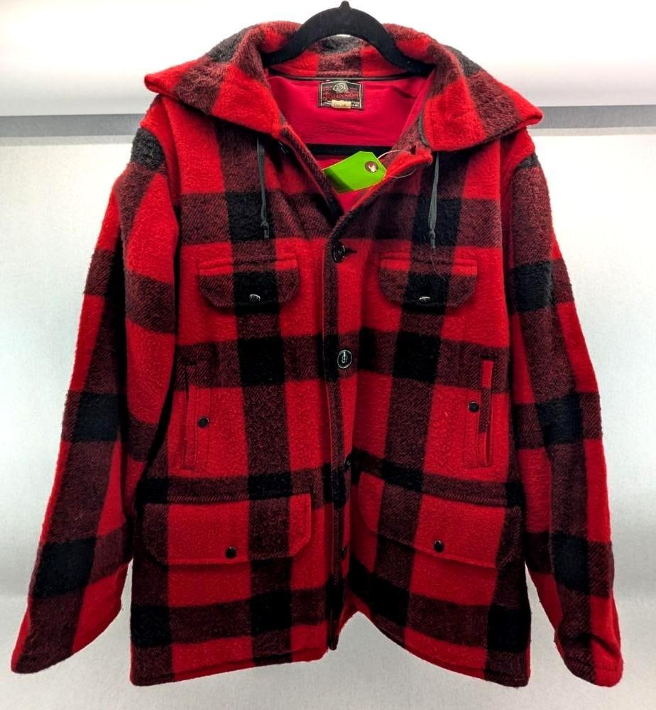 Vintage Johnson Woolen Mills Red Plaid Hunting Jacket: size 44