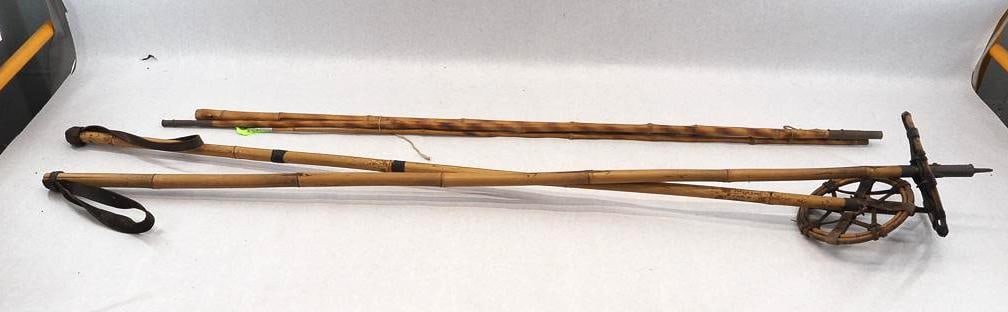 Bamboo Fish Pole & Set of Bamboo Ski Poles - 2
