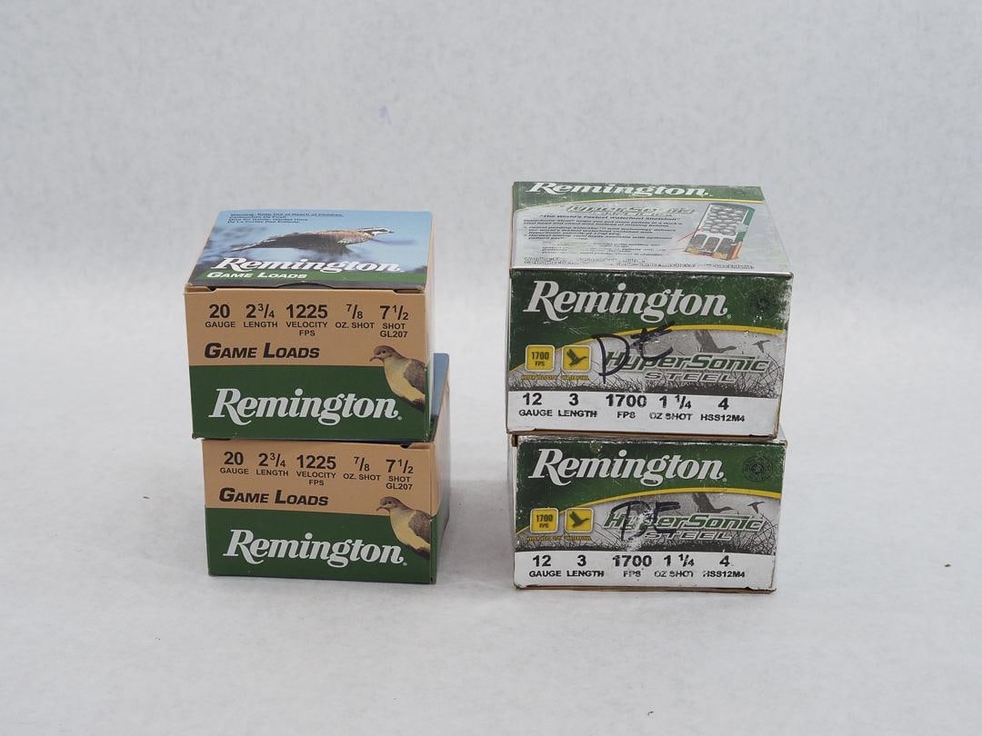(2) Boxes of Remington 12 Ga. 3" Hypersonic 4: (1) box has 18 rounds, also incl. (2) boxes of Remington 20 Ga. 2.75" 7.5 gameloads