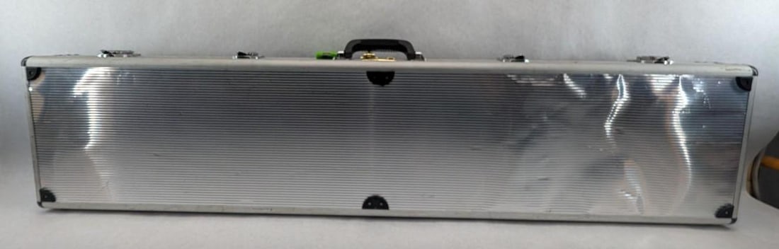 Locking Aluminum Long Gun Case: 53" x 13" X 4.75", lacking (1) latch bail