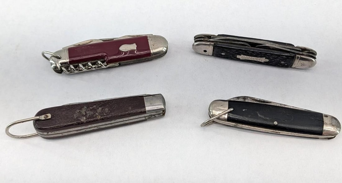 (4) Camping Folding Knives: Ideal Camper, Proto, Richards, etc
