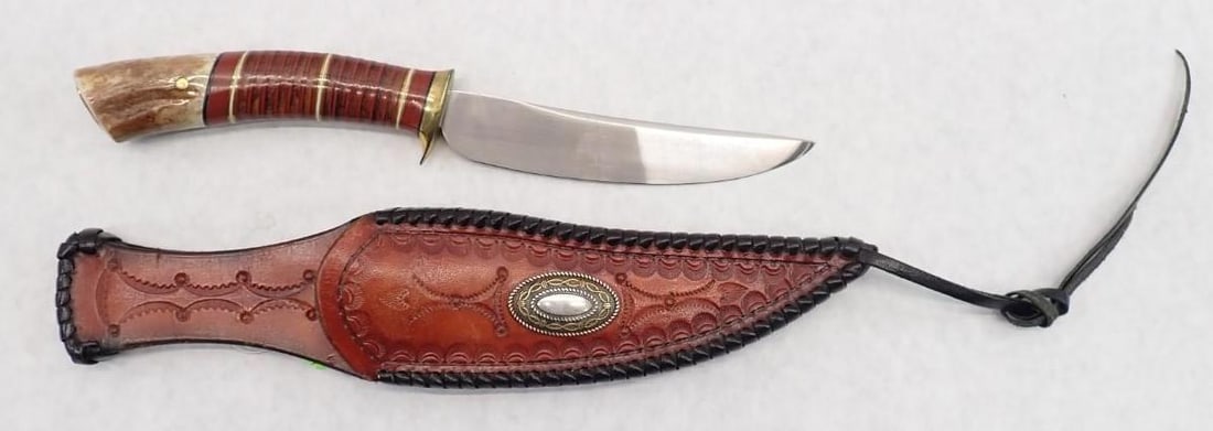 Custom Made R.L. Welling Knife & Leather Sheath: Custom Made R.L. Welling Knife & Leather Sheath