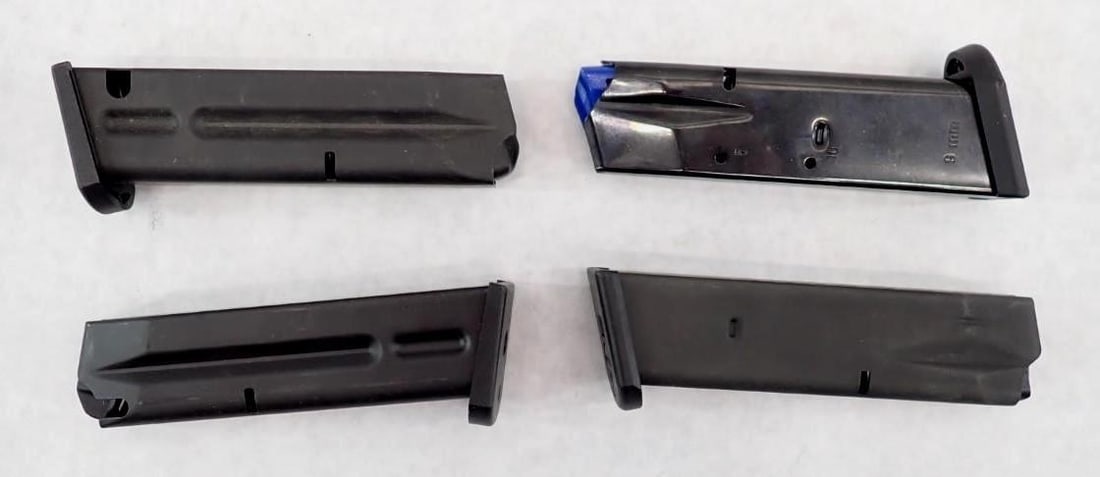 (4) 15 Round Magazines for Beretta 92FS: *restrictions - Check your local state laws, before bidding