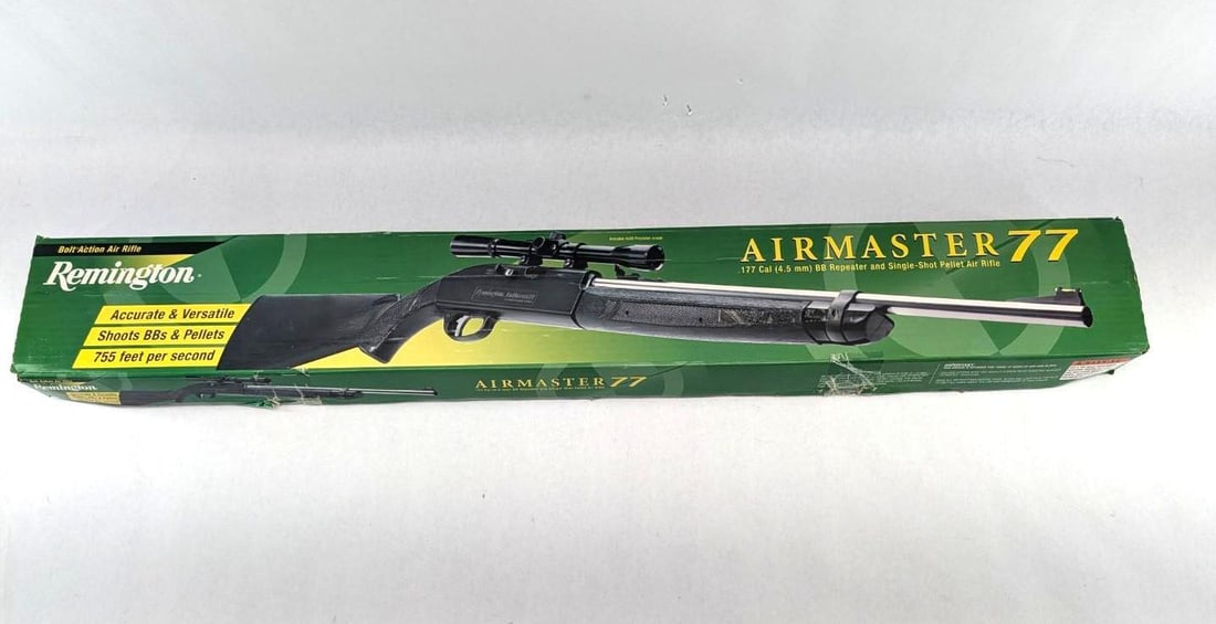 Remington Airmaster 77 Bolt Action Air Rifle .177 Caliber Single Shot: s/n 906606313 incl. scope & box