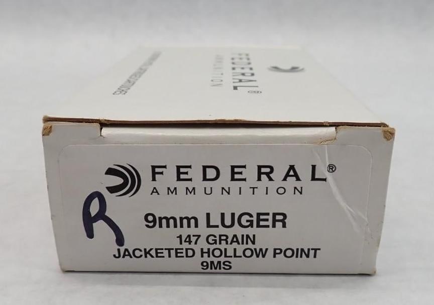 (5) Boxes Federal 9mm 147 gr. Cartidges - 2