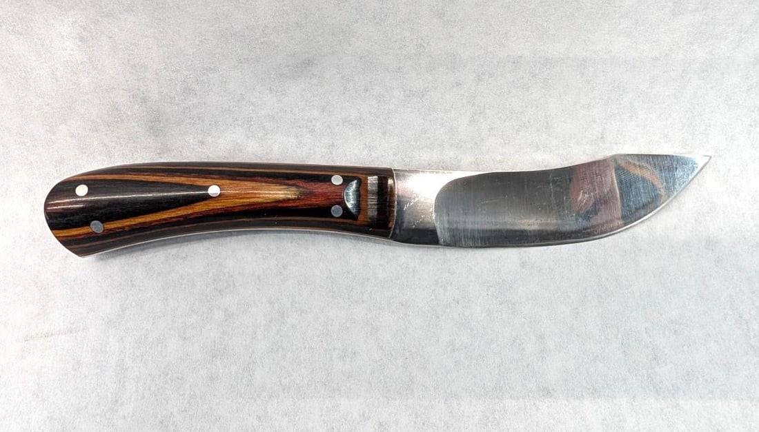 Melvin Dunn Fixed Blade Rosewood Handle Skinning Knife W/ Leather Sheath - 2
