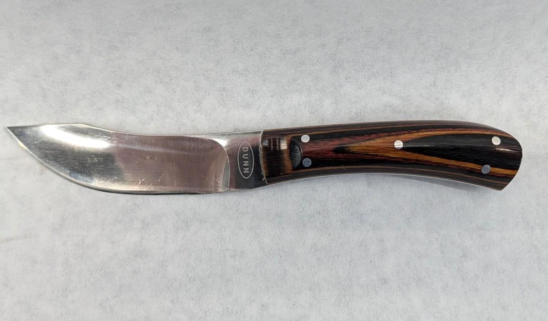 Melvin Dunn Fixed Blade Rosewood Handle Skinning Knife W/ Leather Sheath - 3