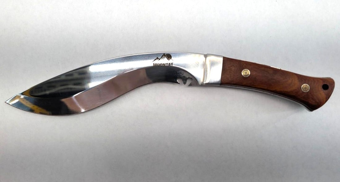 Outdoor Moontay Gurkha Kukri Style Fixed Blade Knife: 13.75" overall length, with handmade leather sheath