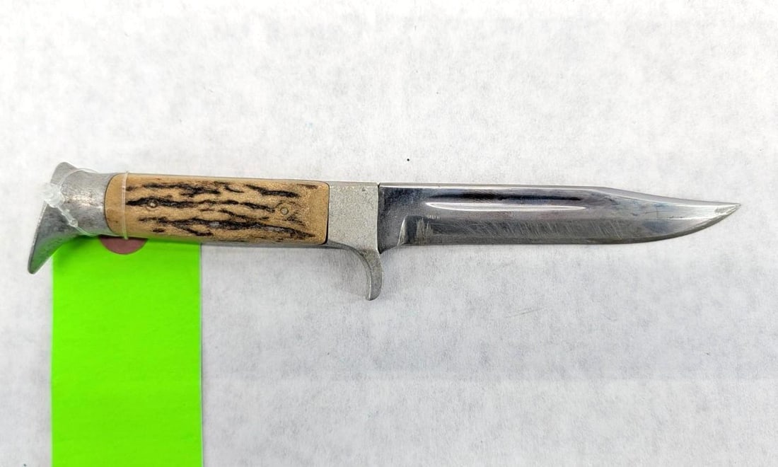 Vintage Hoffritz Stag Handle Fixed Blade Knife W/ Leather Sheath - 2