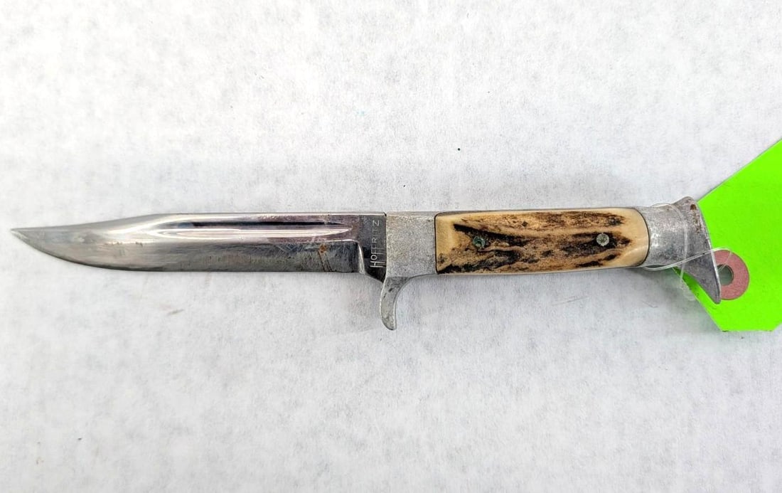 Vintage Hoffritz Stag Handle Fixed Blade Knife W/ Leather Sheath - 3