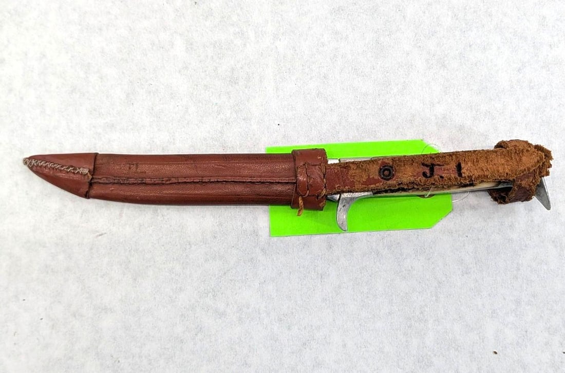 Vintage Hoffritz Stag Handle Fixed Blade Knife W/ Leather Sheath - 5