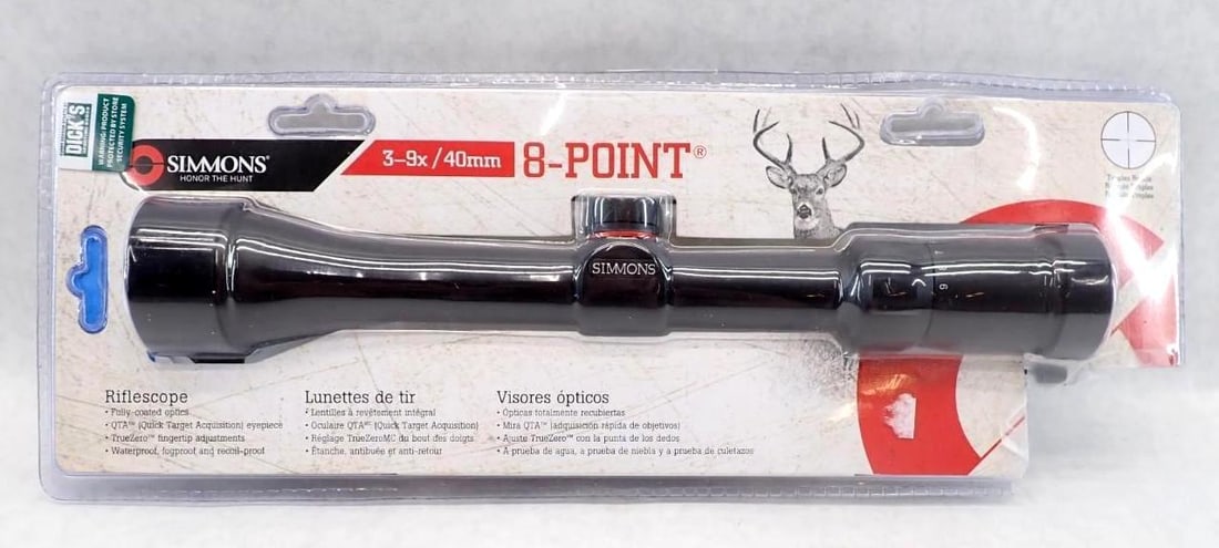 Simmons 8-Point 3-9x/40mm Rifle Scope: NIB