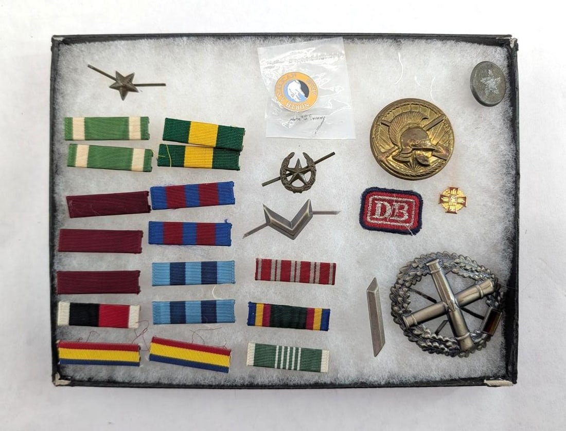 Collection of Military Medals, Buttons, Pins & Assorted Collectable Automotive & Hunting Patches - 3