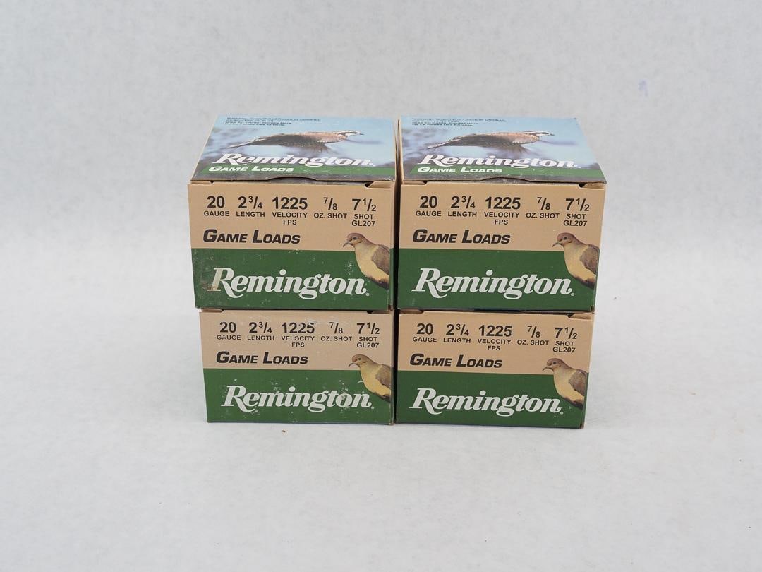 (4) Boxes of Remington 20 Ga. 2.75" Gameloads: (4) Boxes of Remington 20 Ga. 2.75" Gameloads