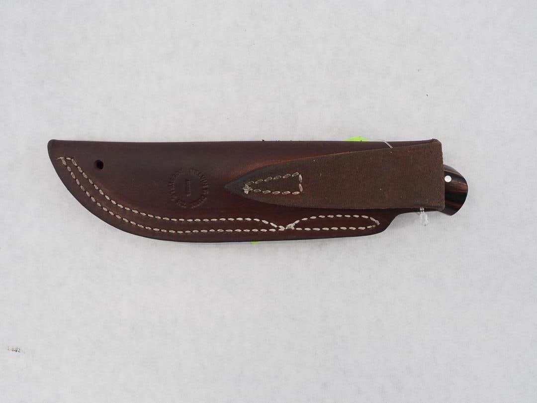 Melvin Dunn Fixed Blade Rosewood Handle Skinning Knife W/ Leather Sheath - 6