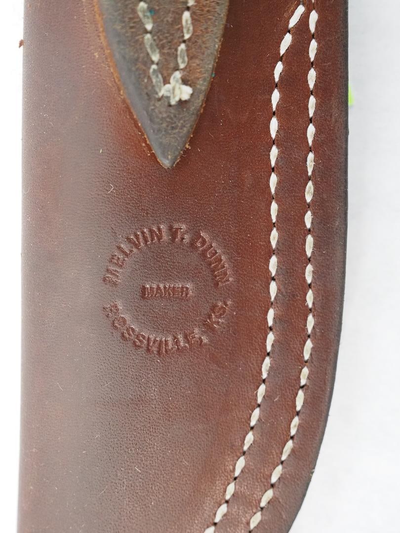 Melvin Dunn Fixed Blade Rosewood Handle Skinning Knife W/ Leather Sheath - 7