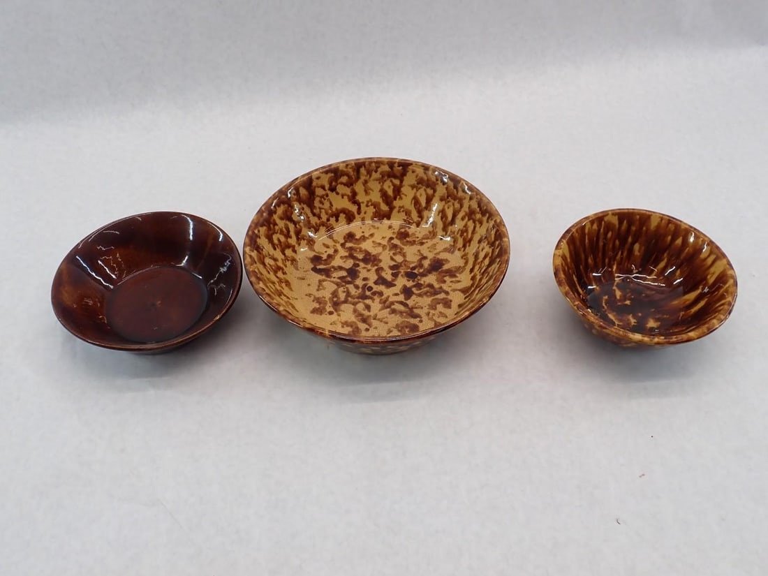 (3) Antique Glazed Bowls - 2