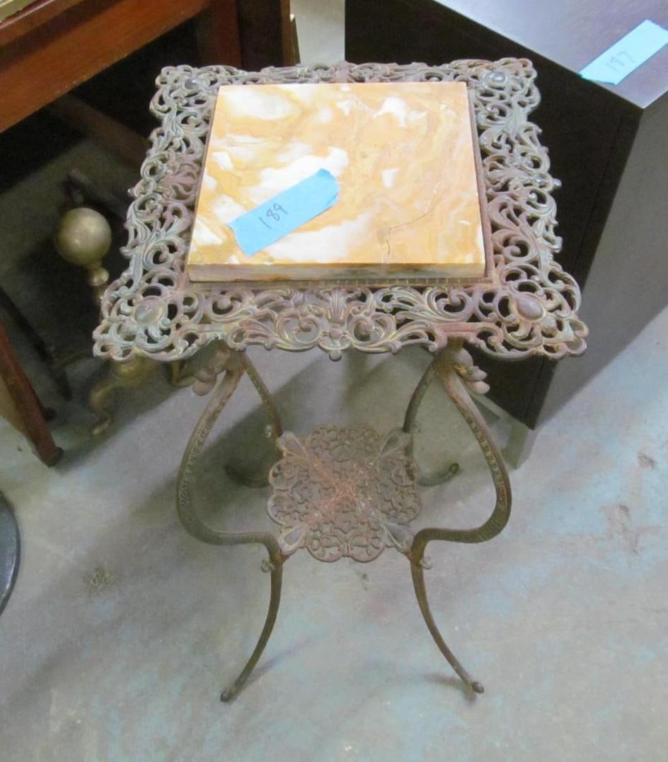 Victorian Iron Based Stone Top Stand - 2