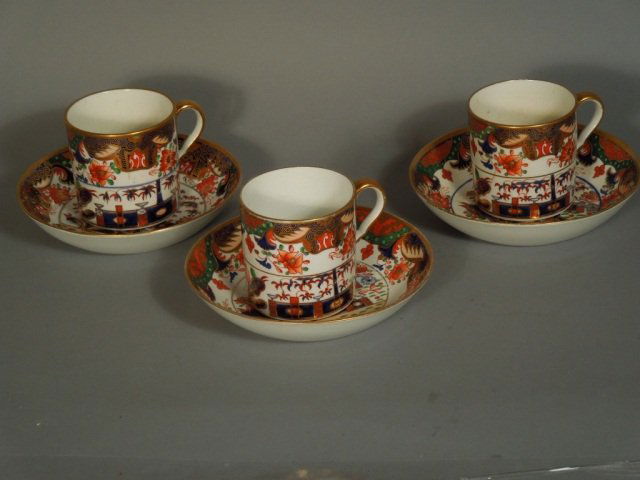 3 Spode Cans and Saucers Pattern # 967 Circa 1810: 3 beautiful Spode Japan pattern # 967 Coffee Cans and saucers. Circa 1810 . Hairlines