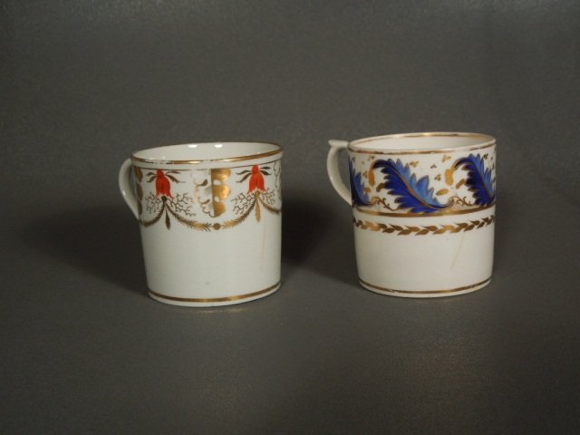 Derby and Spode Porcelain Cans. Circa 1810-15: 2 lovely early 19th century Coffee Cans made by Derby and Spode Circa 1800-15. These all came from the Wagner Estate. hairlines