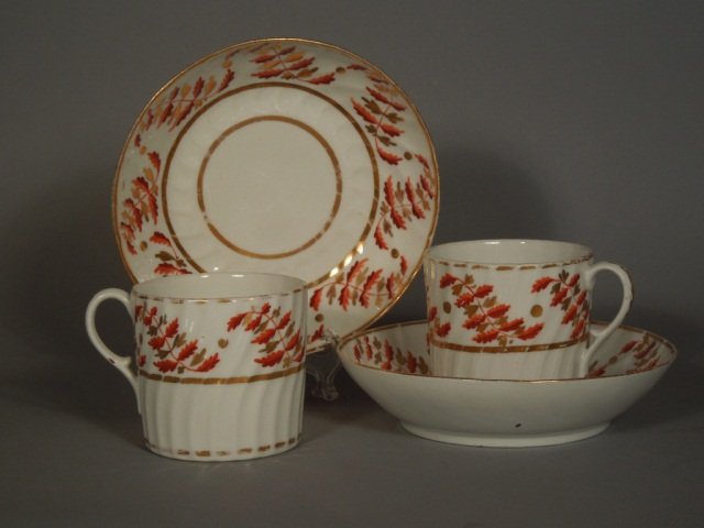 Fine English Coffee Cans & Saucers Circa 1810: Fine Quality pair of early 19th century Coffee Cans and saucers. Made by one of the important porcelain makers Circa 1800-20. These all came from the Wagner Estate. Good condition.