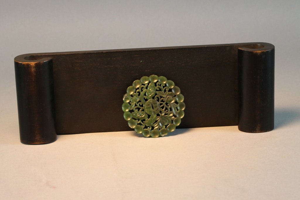 Chinese Carved Green Jade Table Ornament: Older Chinese vintage carved green Jade good size table ornament; measures (6.25cm) 2.5'' in diameter. We are proud to offer a fabulous collection of antique snuff bottles and Fine quality antique jad