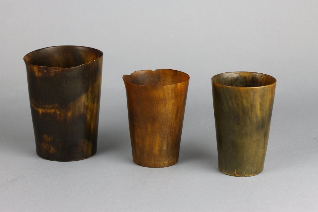 Three English 18/19th century Horn Beakers: Three English 18/19th century Horn Beakers; measures (12.75cm) 5'' tall.