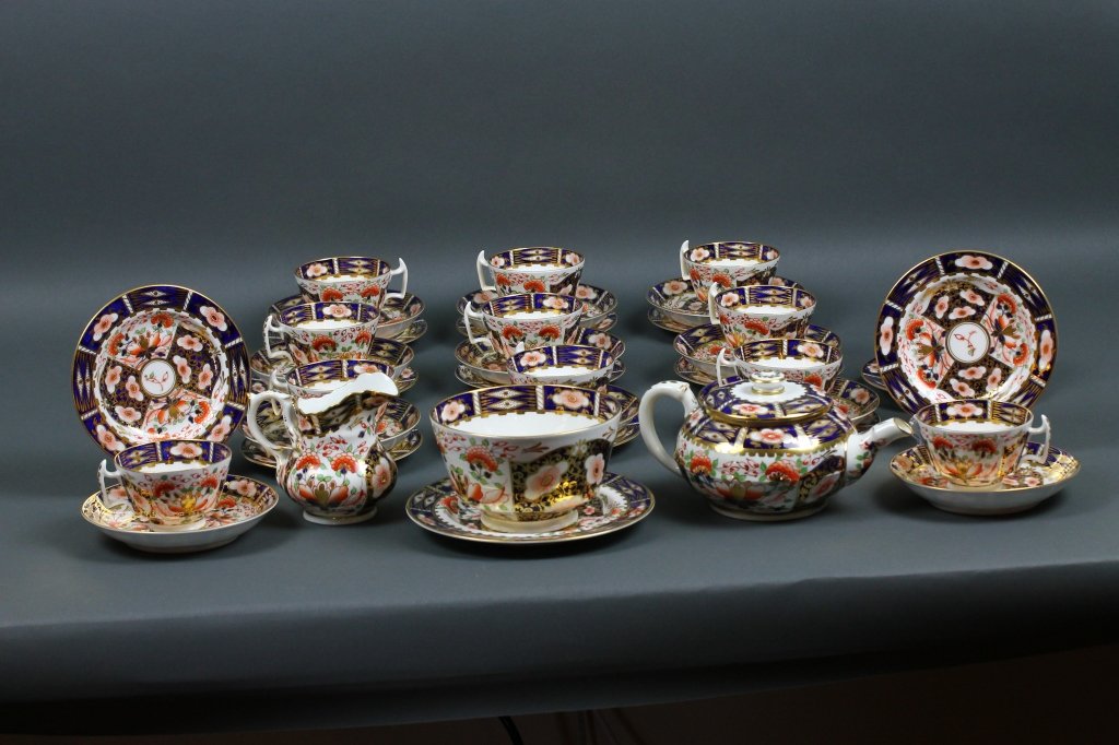 Antique Marked Imari Pattern Derby Tea Set: Antique 19th century Marked Imari Pattern Derby Tea Set; circa 1820.
