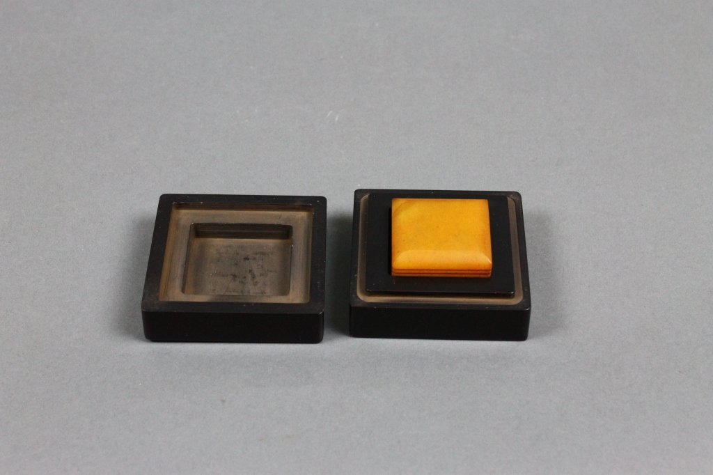 Chinese Soapstone Seal in Box: Chinese Soapstone Seal in Box; measures (6.5cm x 6.5cm) 2.5'' x 2.5''.