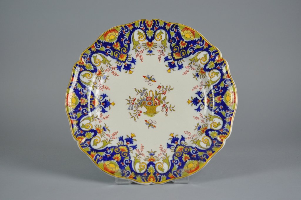 Antique Delft Faience Polychrome Charger: Superb Antique 18th century Delft Faience Polychrome Charger; good condition; measures (33cm) 13" dia. Provenance; collection of Paul Schreiber of Paris, France, stepfather of Jacques Dufeu.